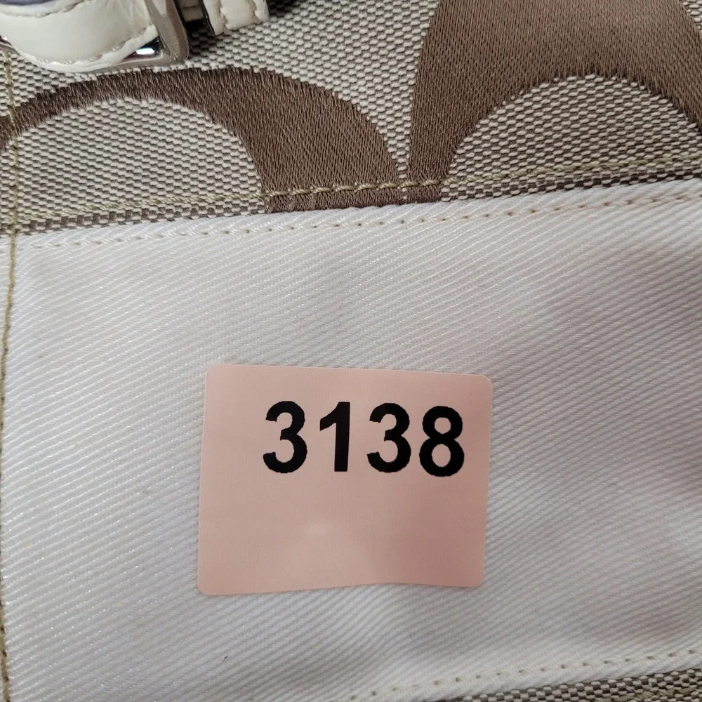 Coach Signature File Bag Khaki White Crossbody F13674